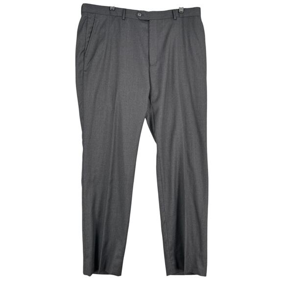 Berragamo Modern Gray Flat Front Belt Loops Wool Dress Pants Italia Size 40 x 31 - Picture 1 of 8